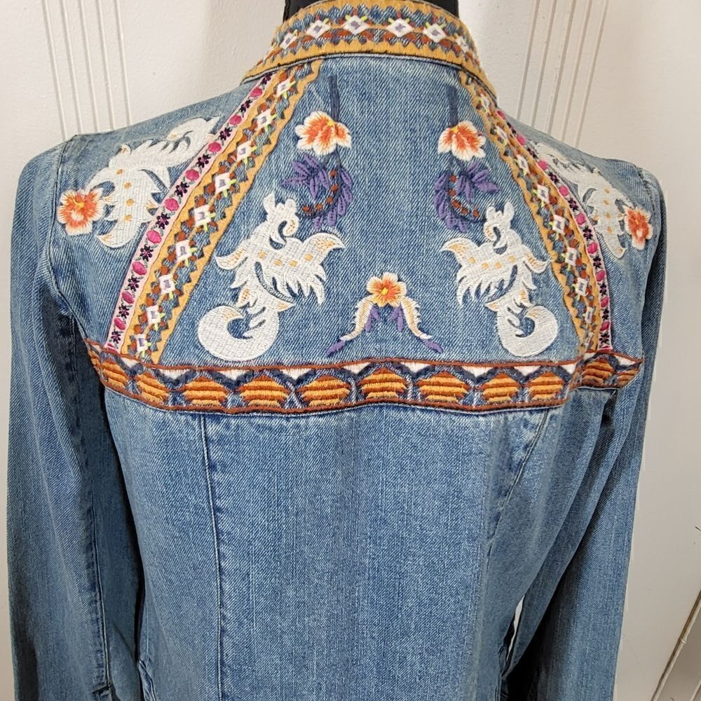Chico's Denim Embroidered Jean Jacket - Picture 8 of 11